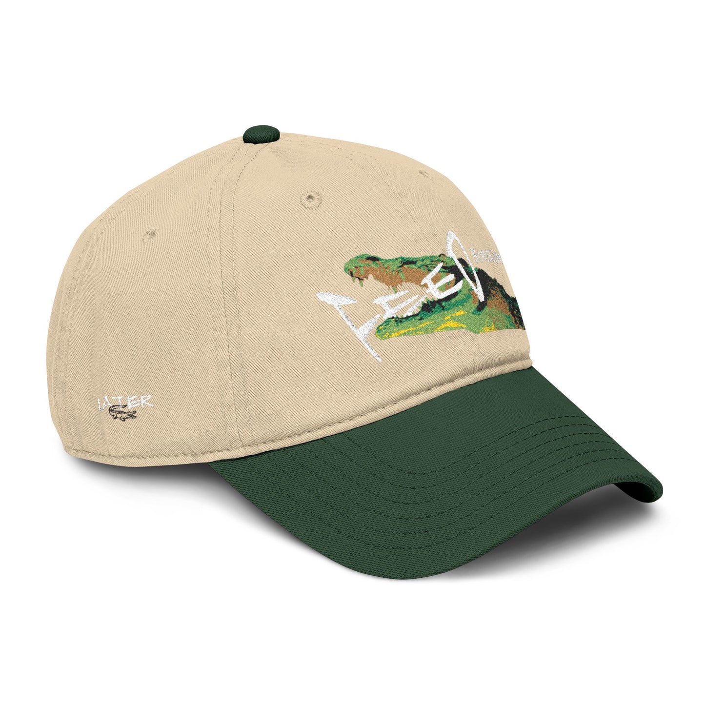 Washed Baseball Cap – Crocodile Graphic "Boredom" Embroidered