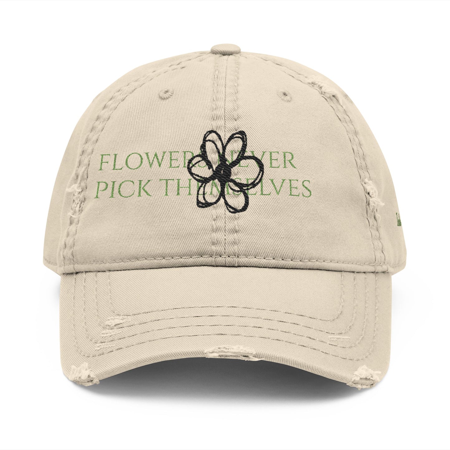 Washed Embroidered Vintage Flower Hat