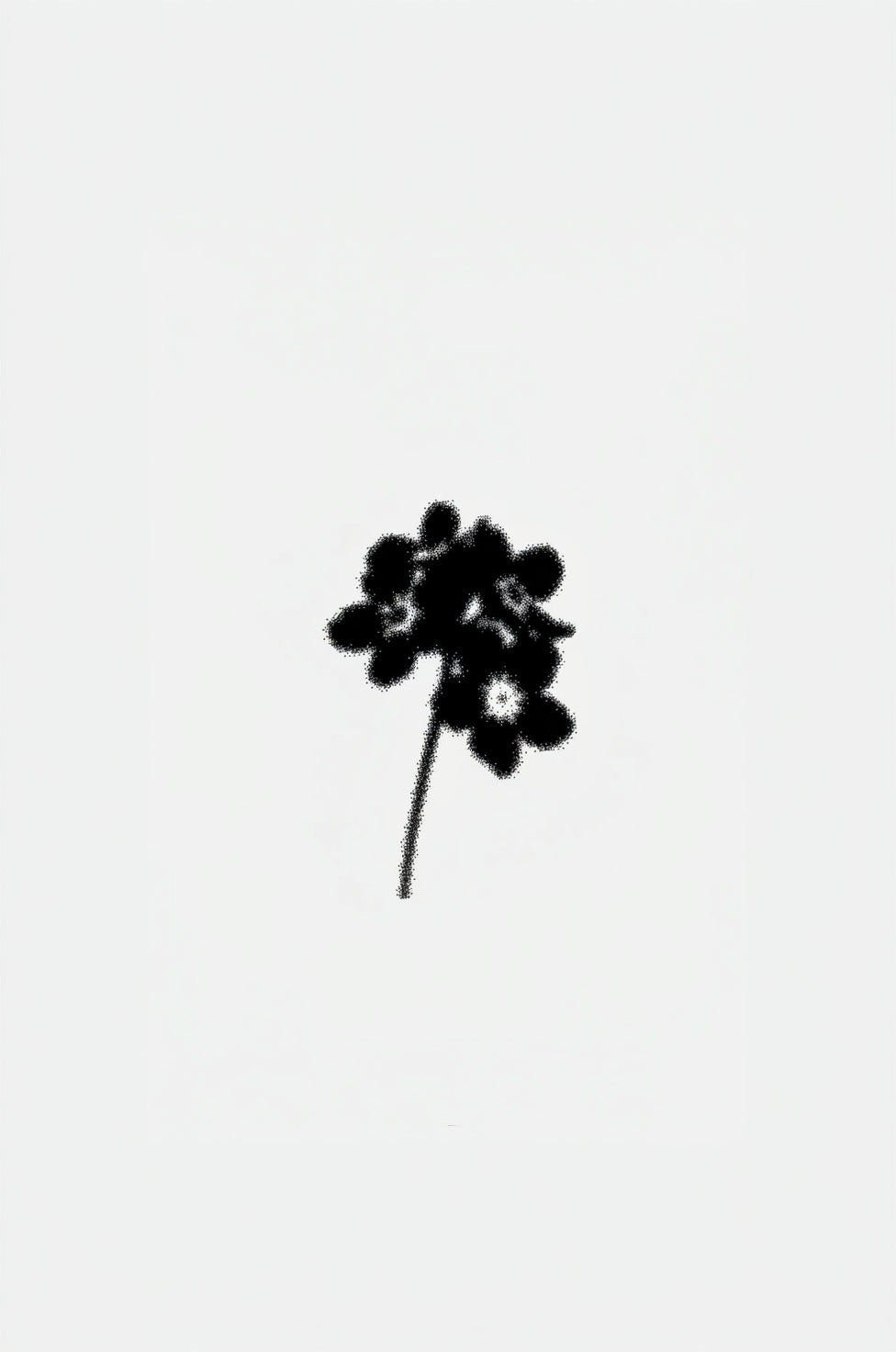 Black floral design on a white background